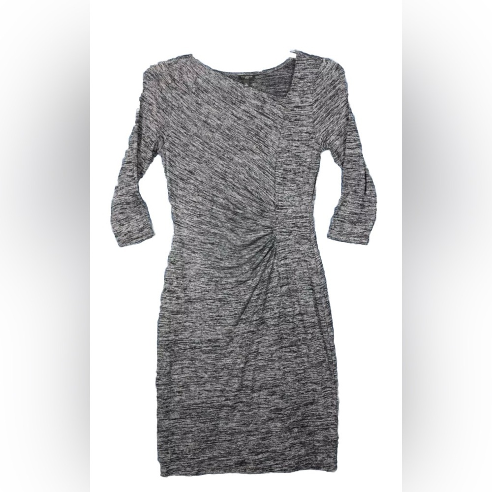 Talbot's Sheath Dress Sz SPGray V Neck Ruched Waist Midi Length Office Career